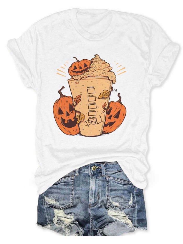 Halloween Pumpkin Coffee Casual T-Shirt