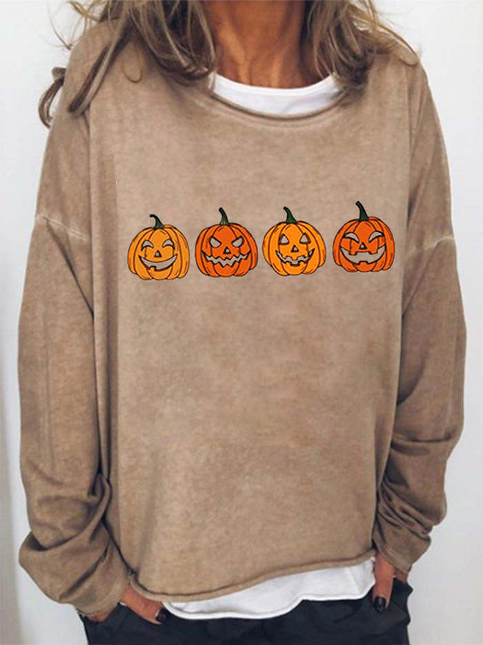 Halloween Pumpkin Funny Long Sleeve Blouse
