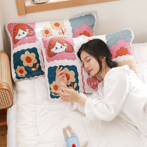 Cotton Gauze Pillowcases Towel Cartoon Soft And Comfortable