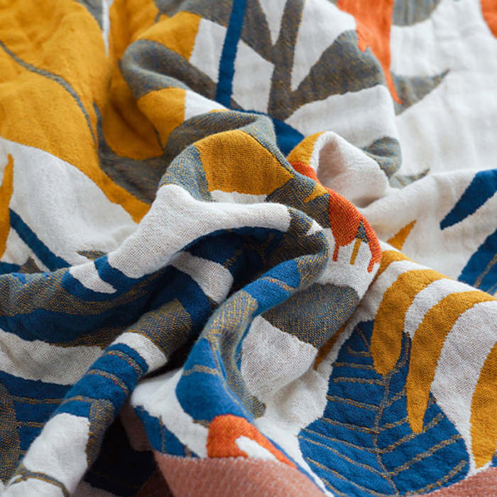 Simple Wind Summer Floral Nap 100% Cotton Sofa Blanket Quilt
