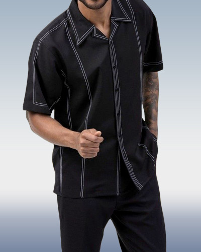 Black Walking Suit 2 Piece Short Sleeve Suit
