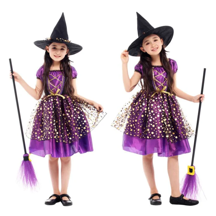 Umorden Child Kids Witch Costume Girls Halloween Purim Carnival Party Mardi Gras Fantasia Fancy Dress Cosplay