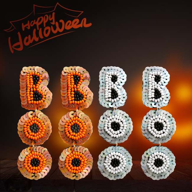 Halloween Boo Handmade Beads Earrings