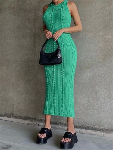 Fashion Casual Knit Sleeveless Round Neck Dress