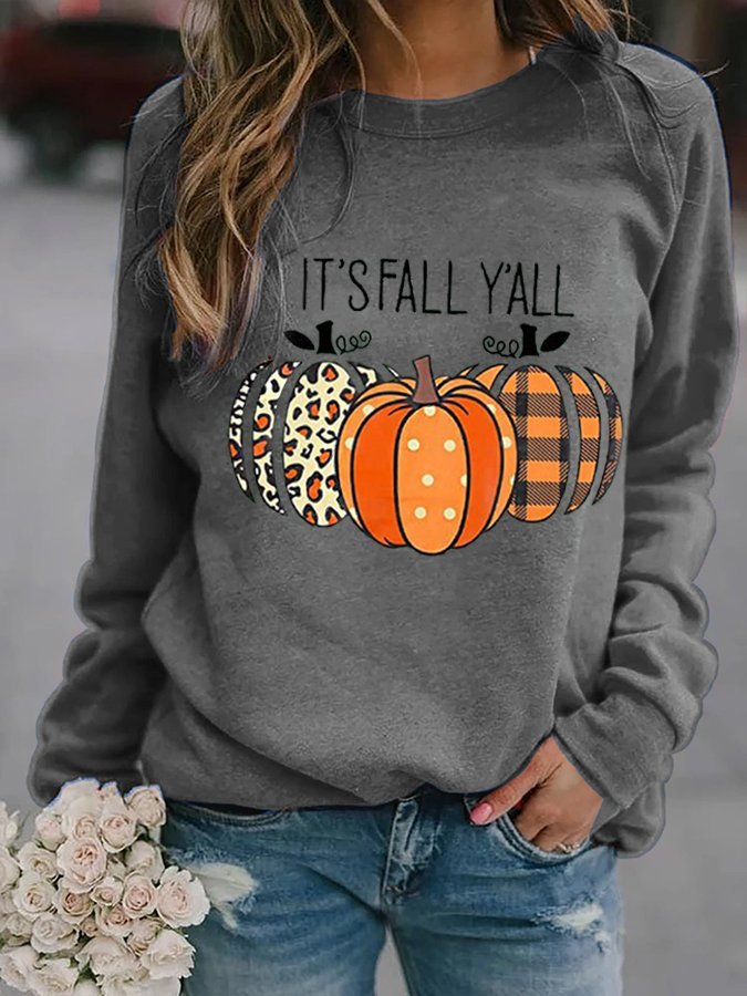Women's Halloween IT'S  FALL Y'ALL Printed Sweatshirt