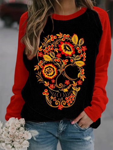 Women's Art Undead Skull Print Sweatshirt