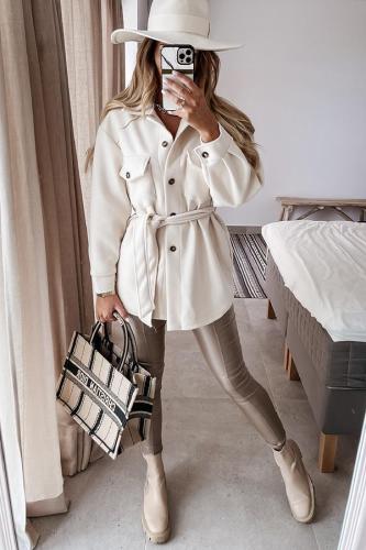 Meet You Outside Tie Front Pocketed Coat