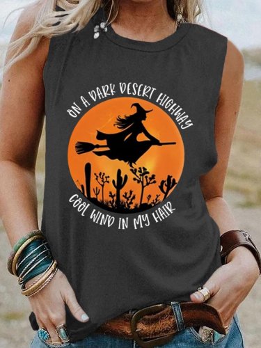 Women's On A Dark Desert Highway Cool wind In My Hair Funny Witch Casual Tank Top