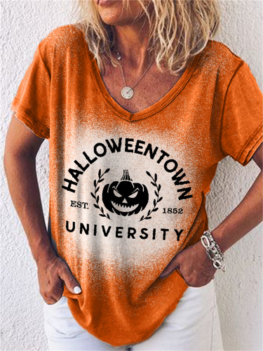 Halloween Town University Graphic Bleached T Shirt
