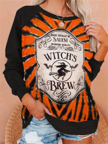 Witch's Brew Tie Dye Contrast Color Sweatshirt