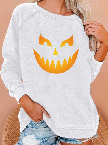 Halloween Ghost Face Print Comfy Sweatshirt