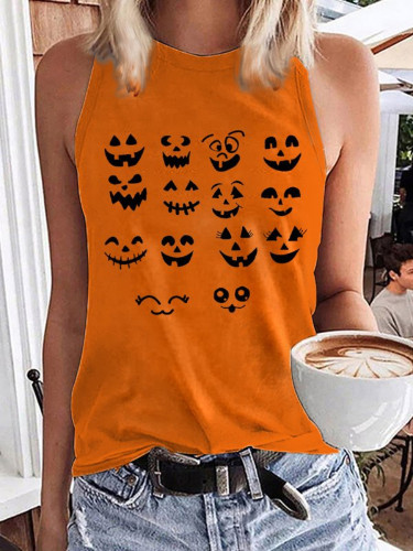 Funny Halloween Pumpkin Lanterns Printed Tank Top