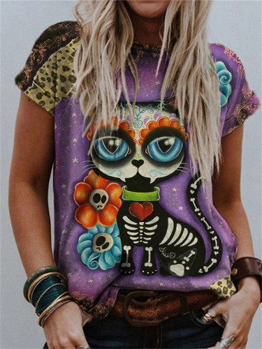 Day Of The Dead Inspired Cat T Shirt
