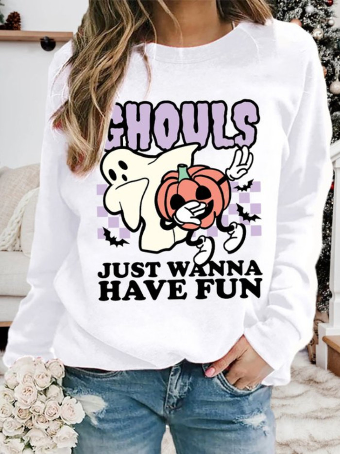 Halloween Just Wanna Have Fun Print Sweatshirt