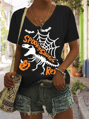Halloween Dinosaur Skeleton Comfy T Shirt