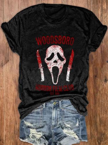 Woodsboro Horror Film Club Print Casual T Shirt