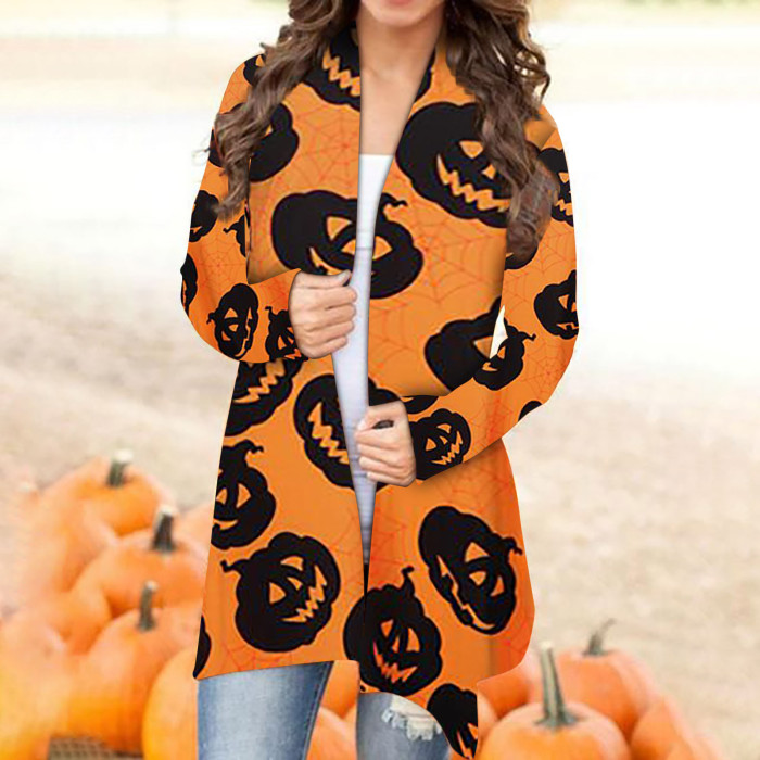 Halloween Theme Printed Casual Cardigan