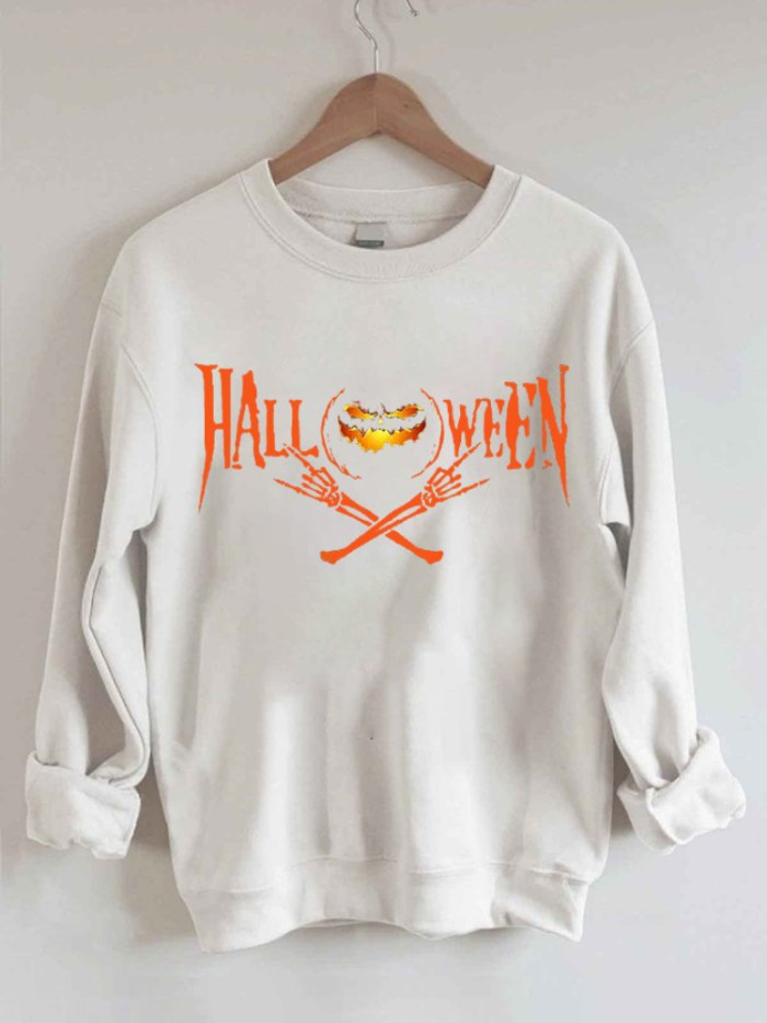 Women's Halloween Hand Bone Print Sweatshirt