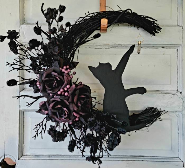 🔥Last Day Sale 40% OFF🔥 Witchy Celestial Door/Art Halloween Lunar Decor Kitty Lovers Gift