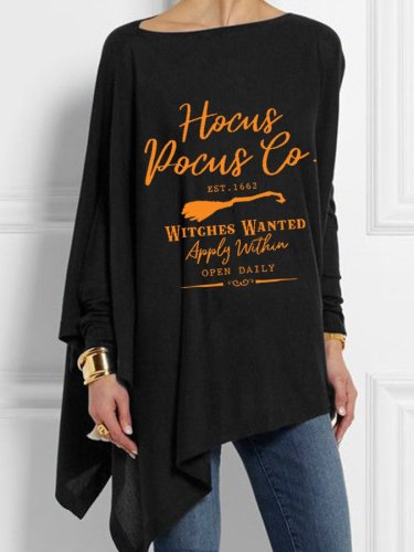 Women's Funny Witch Graphic Casual Irregular Top