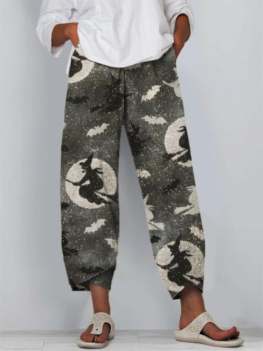 Halloween Night Witches Cropped Casual Pants