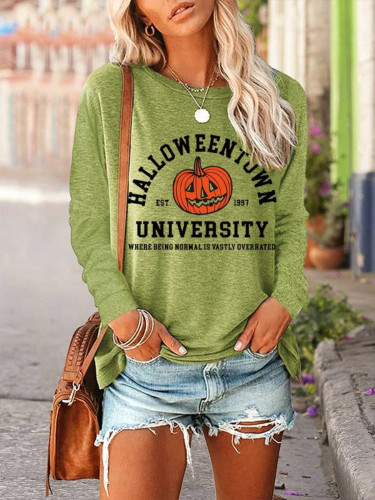 Women's Halloween Pumpkin Print Long Sleeve T Shirt