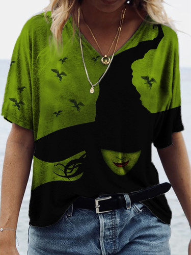 Halloween Wicked Witch V Neck T Shirt