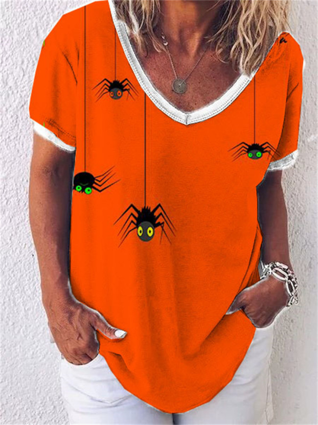 Halloween Spider Print Comfy T Shirt