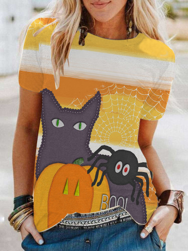 Happy Halloween Animal Print T Shirt