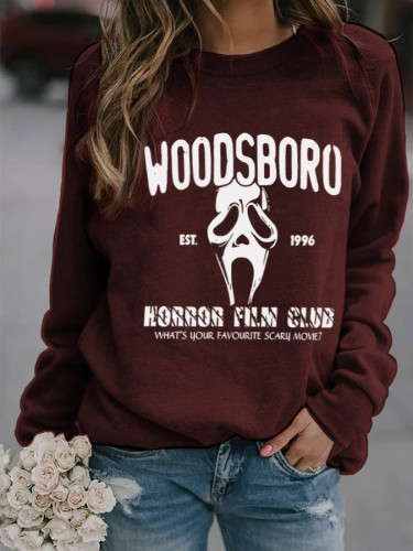 Woodsboro Horror Grimace Print Casual Sweatshirt