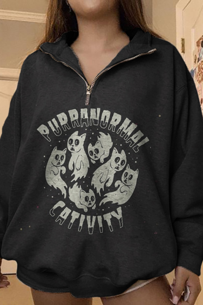 Purranormal Cativity Cat Print Sweatshirt
