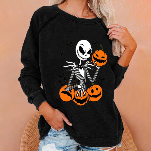 Casual Halloween Print Long Sleeve Sweatshirt