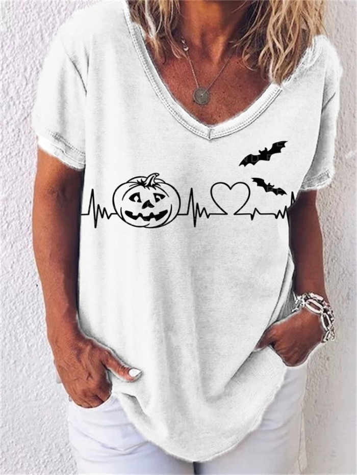 Halloween Pumpkin Heartbeat Comfy T Shirt