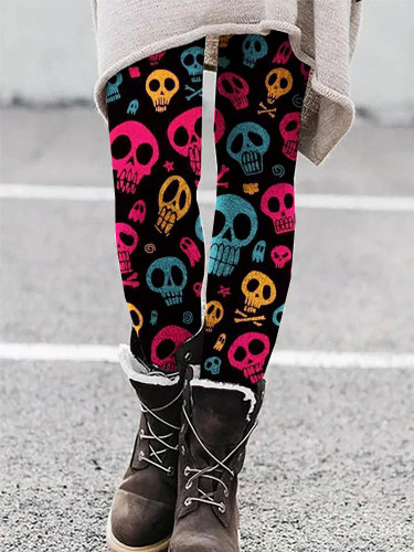 Halloween Skull Graphic Stretchable Comfy Leggings