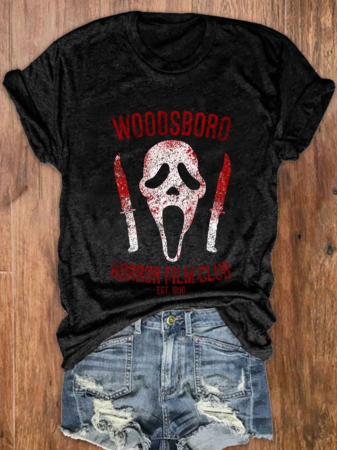 Women's Woodsboro Horror Film Club Casual T-Shirt