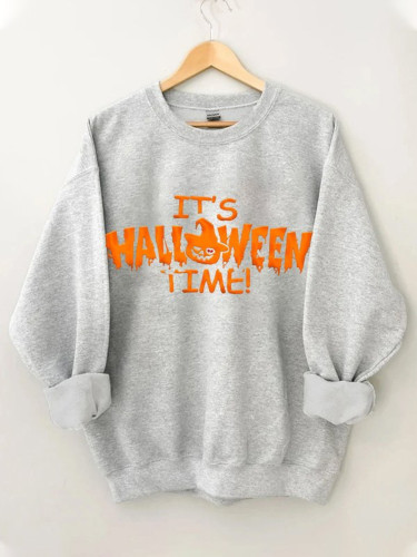 Halloween Pumpkin Ghost Print Loose Sweatshirt