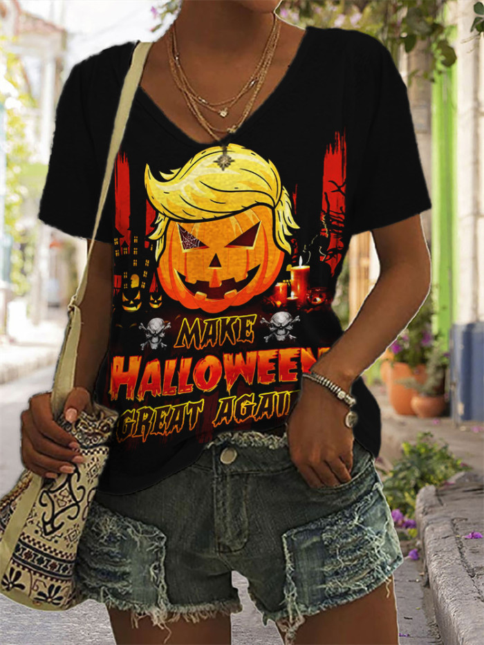 Funny Make Halloween Great Again V Neck T Shirt
