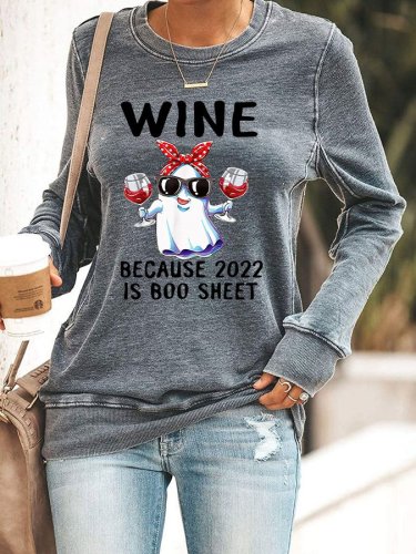 Fashion Wine Prind Casual Sweatshirt