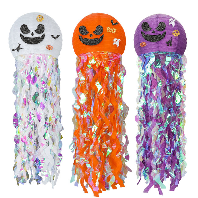 Halloween Jellyfish Pumpkin Paper Lantern Ornament
