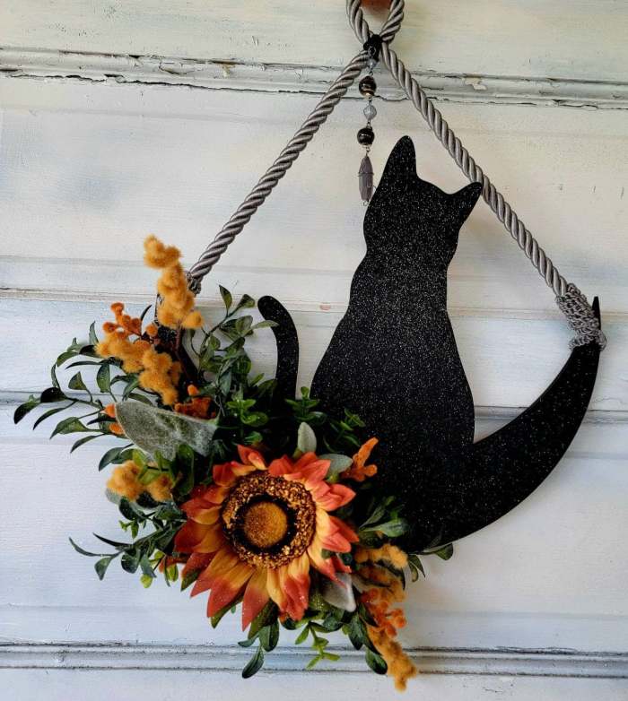 🔥Last Day Sale 40% OFF🔥 Witchy Celestial Door/Art Halloween Lunar Decor Kitty Lovers Gift