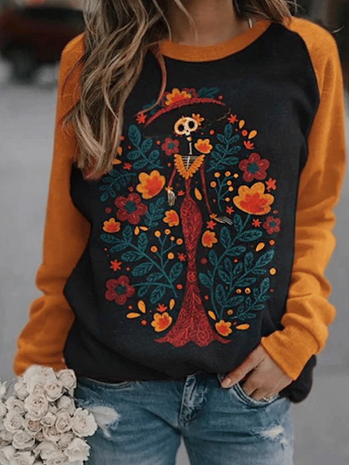 Women's Mexican Day of the Dead Print Track Sweatshirt