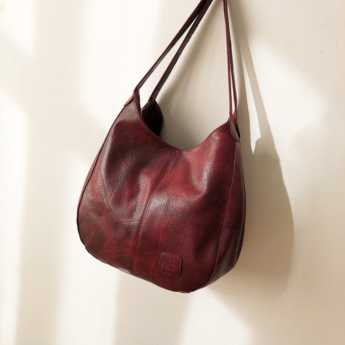 Retro soft leather shoulder bag simple shoulder handbag