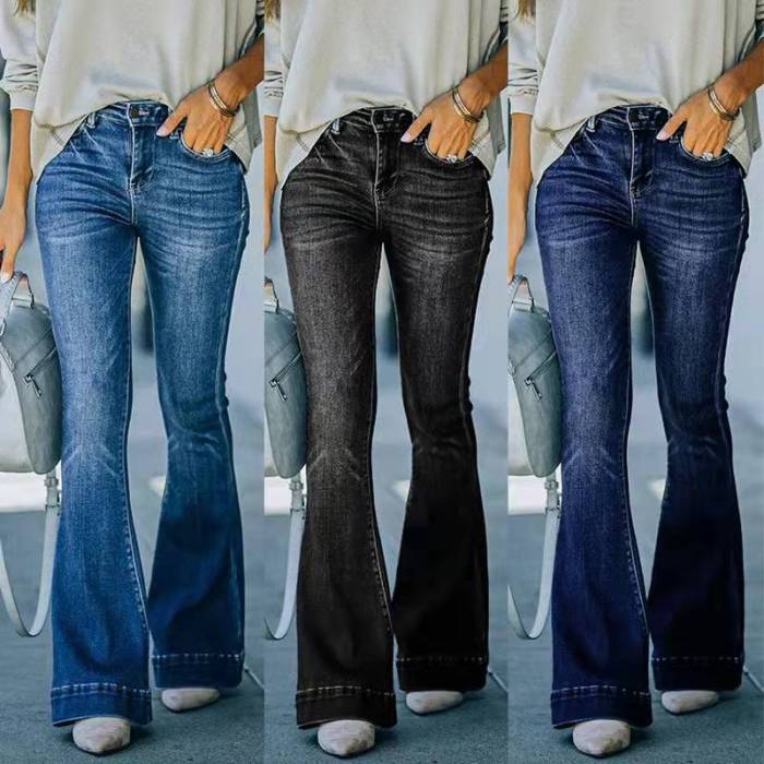 High-rise stretch-panel flared jeans