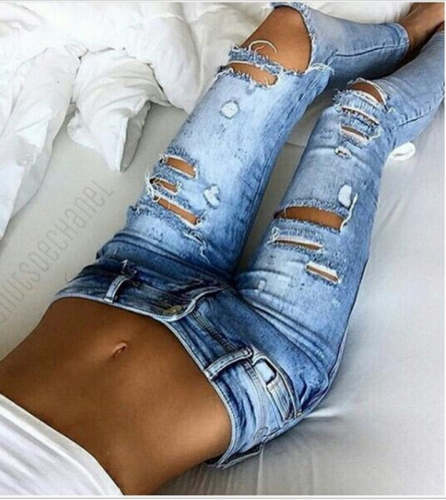 Ripped Butt Lifting Low Waist Skinny Jeans