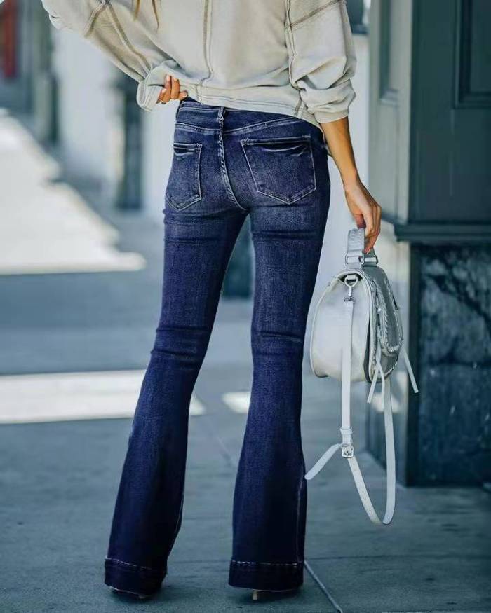 High-rise stretch-panel flared jeans