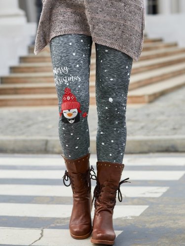 Geometric snowflake printed Christmas high elastic bottoming Capris
