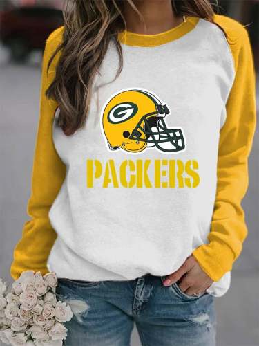 Women's Green Bay Packers Football Helmet Print Sweatshirt