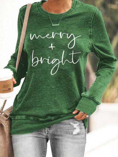 Women's Christmas Merry+Bright Sweatshirt
