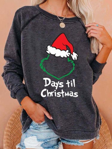Women's Christmas Grinch Face Print Casual Sweatshirt
