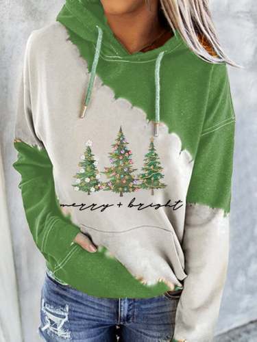 Women's Merry And Bright Christmas Print Casual Hoodie
